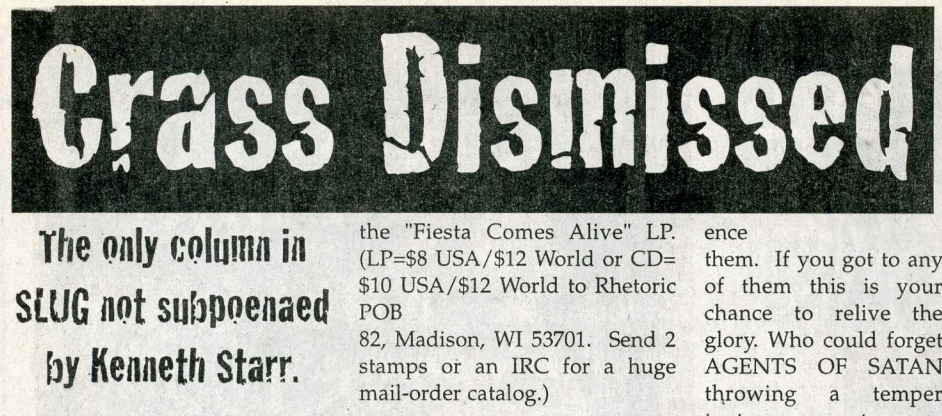 Crass Dismissed: March 1998